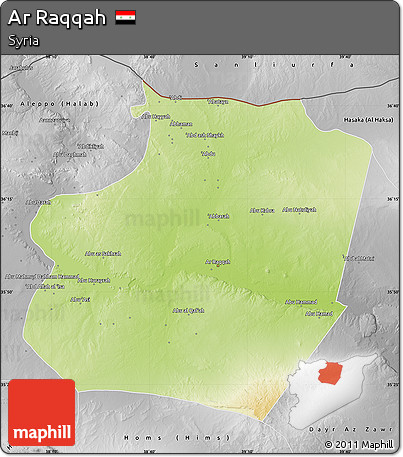 Physical Map of Ar Raqqah, desaturated