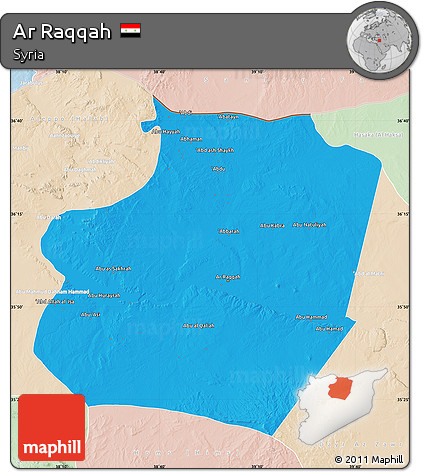 Political Map of Ar Raqqah, lighten