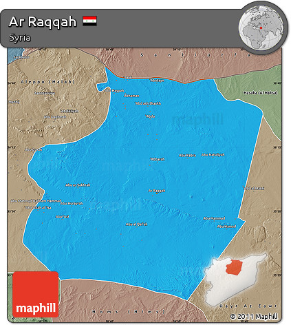 Political Map of Ar Raqqah, semi-desaturated