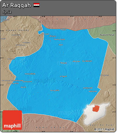 Political Map of Ar Raqqah, semi-desaturated