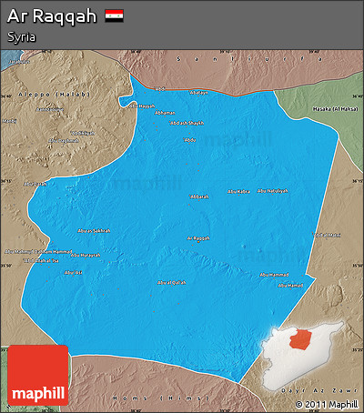 Political Map of Ar Raqqah, semi-desaturated