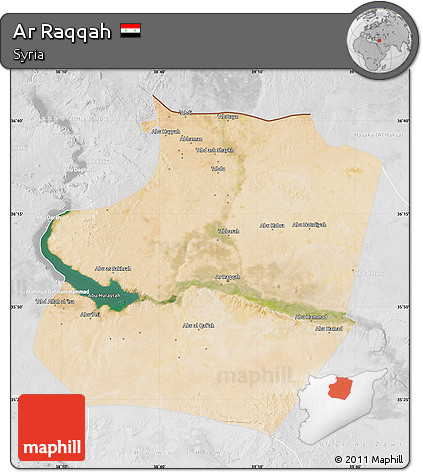 Satellite Map of Ar Raqqah, lighten, desaturated
