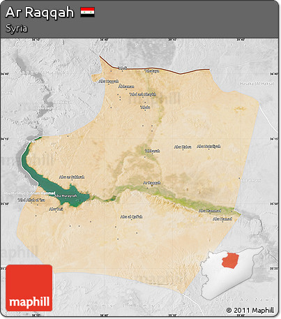 Satellite Map of Ar Raqqah, lighten, desaturated