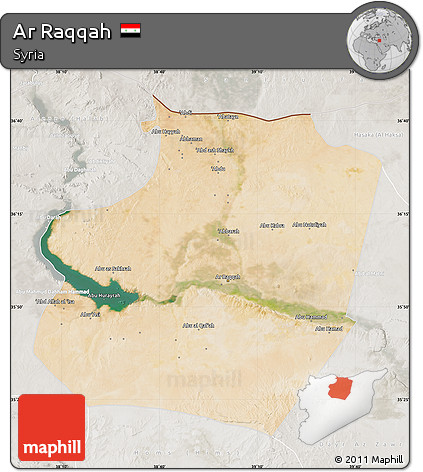 Satellite Map of Ar Raqqah, lighten, semi-desaturated
