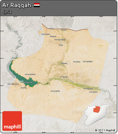 Satellite Map of Ar Raqqah, lighten, semi-desaturated