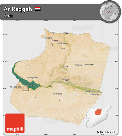 Satellite Map of Ar Raqqah, single color outside