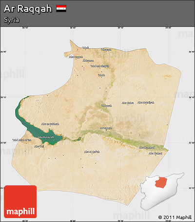 Satellite Map of Ar Raqqah, single color outside