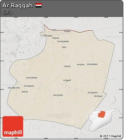 Shaded Relief Map of Ar Raqqah, lighten, semi-desaturated
