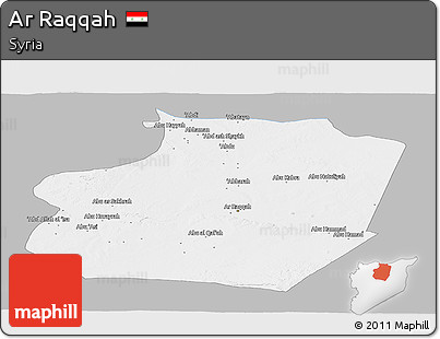 Gray Panoramic Map of Ar Raqqah, single color outside