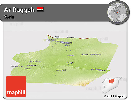 Physical Panoramic Map of Ar Raqqah, cropped outside