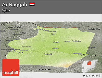 Physical Panoramic Map of Ar Raqqah, darken, semi-desaturated