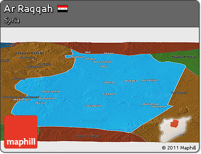 Political Panoramic Map of Ar Raqqah, darken