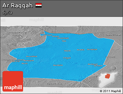 Political Panoramic Map of Ar Raqqah, desaturated