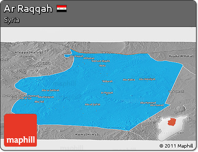 Political Panoramic Map of Ar Raqqah, desaturated