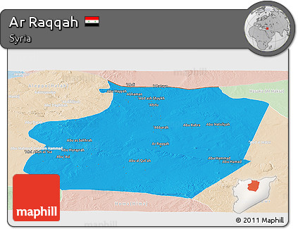 Political Panoramic Map of Ar Raqqah, lighten
