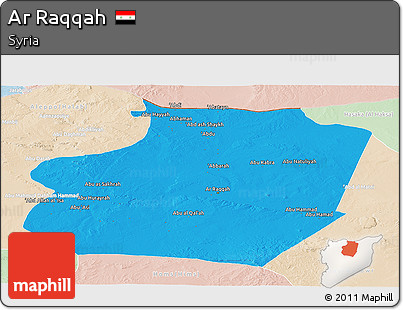 Political Panoramic Map of Ar Raqqah, lighten