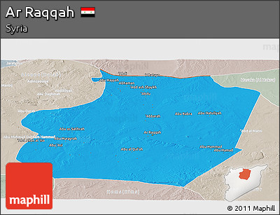 Political Panoramic Map of Ar Raqqah, lighten, semi-desaturated
