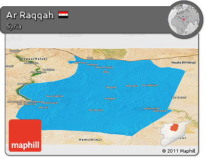 Political Panoramic Map of Ar Raqqah, satellite outside