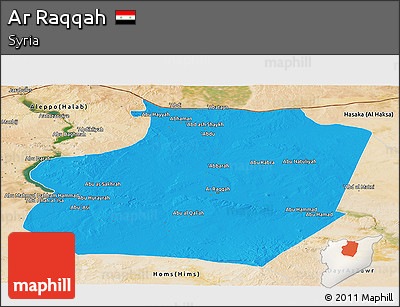 Political Panoramic Map of Ar Raqqah, satellite outside