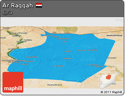Political Panoramic Map of Ar Raqqah, satellite outside