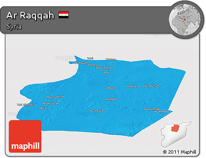 Political Panoramic Map of Ar Raqqah, single color outside