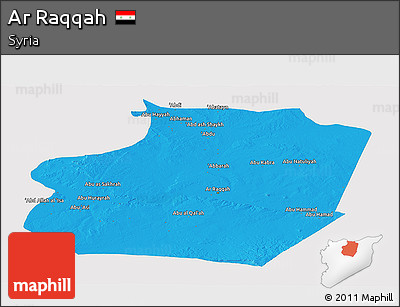 Political Panoramic Map of Ar Raqqah, single color outside