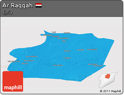 Political Panoramic Map of Ar Raqqah, single color outside