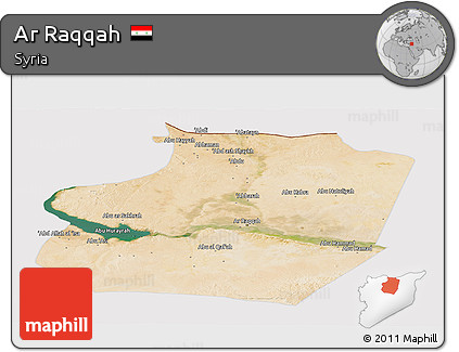 Satellite Panoramic Map of Ar Raqqah, cropped outside