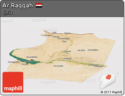 Satellite Panoramic Map of Ar Raqqah, cropped outside
