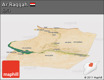 Satellite Panoramic Map of Ar Raqqah, cropped outside