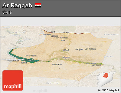 Satellite Panoramic Map of Ar Raqqah, lighten