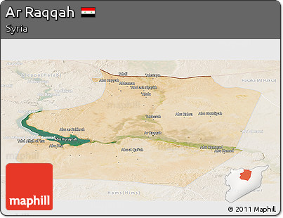 Satellite Panoramic Map of Ar Raqqah, lighten