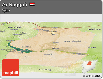 Satellite Panoramic Map of Ar Raqqah, physical outside