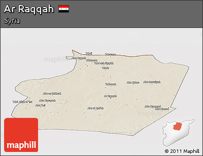 Shaded Relief Panoramic Map of Ar Raqqah, cropped outside