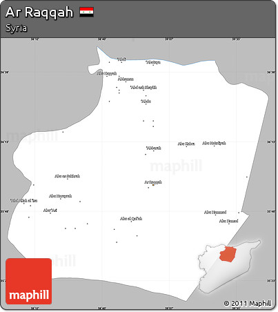 Gray Simple Map of Ar Raqqah, single color outside