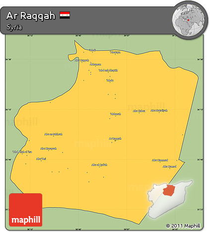 Savanna Style Simple Map of Ar Raqqah, cropped outside