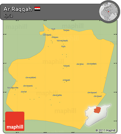 Savanna Style Simple Map of Ar Raqqah, single color outside