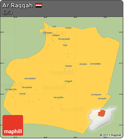 Savanna Style Simple Map of Ar Raqqah, single color outside