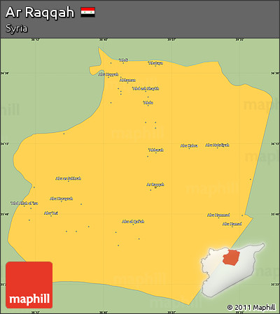 Savanna Style Simple Map of Ar Raqqah, single color outside