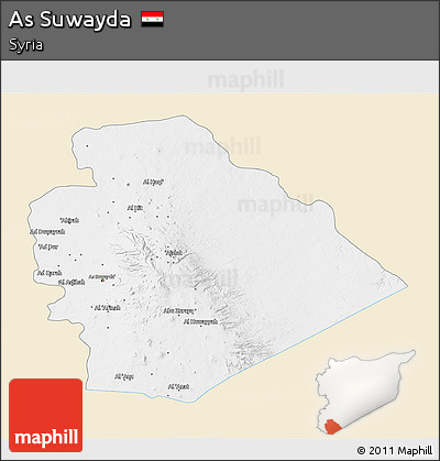 Classic Style 3D Map of As Suwayda, single color outside