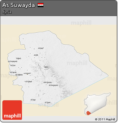 Classic Style 3D Map of As Suwayda, single color outside