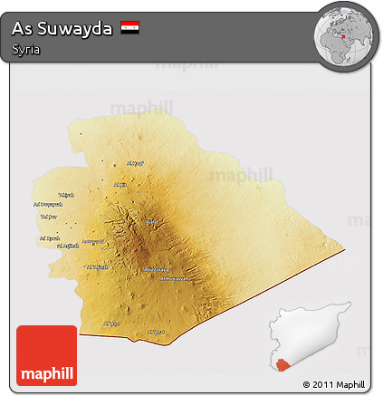 Physical 3D Map of As Suwayda, cropped outside
