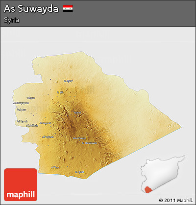 Physical 3D Map of As Suwayda, single color outside