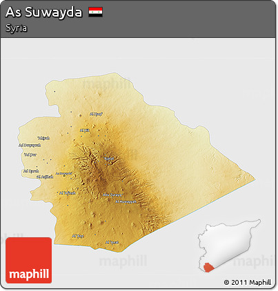 Physical 3D Map of As Suwayda, single color outside