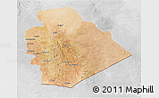 Satellite 3D Map of As Suwayda, lighten, desaturated