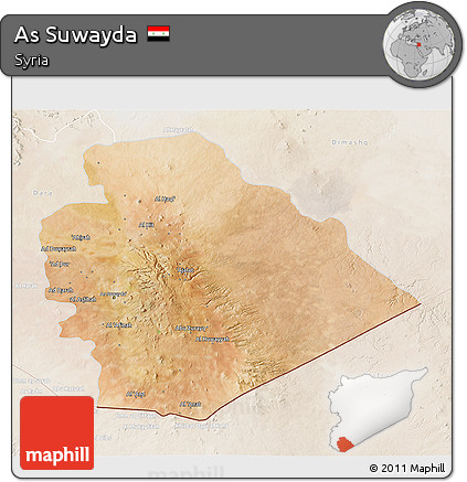 Satellite 3D Map of As Suwayda, lighten