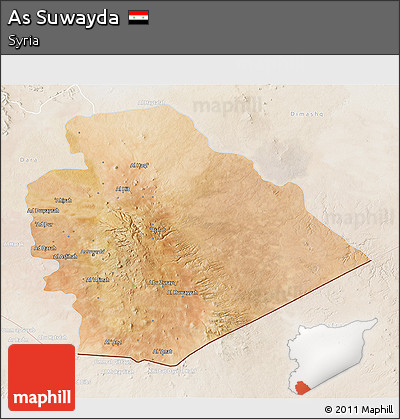 Satellite 3D Map of As Suwayda, lighten
