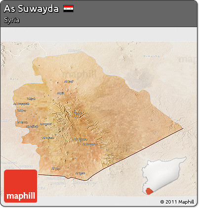 Satellite 3D Map of As Suwayda, lighten