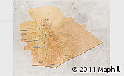 Satellite 3D Map of As Suwayda, lighten, semi-desaturated