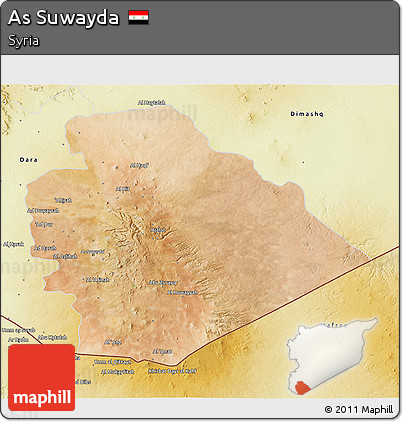 Satellite 3D Map of As Suwayda, physical outside